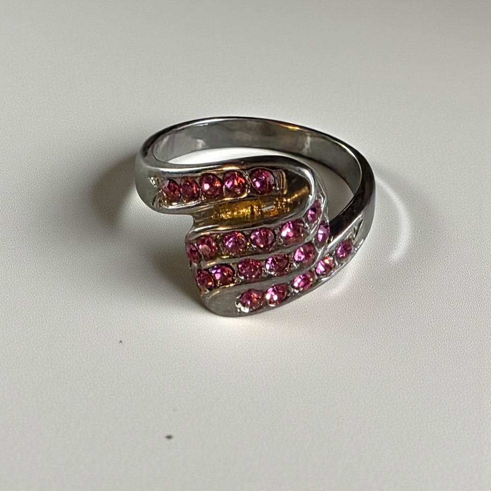Silver and Pink Gemstone Ring